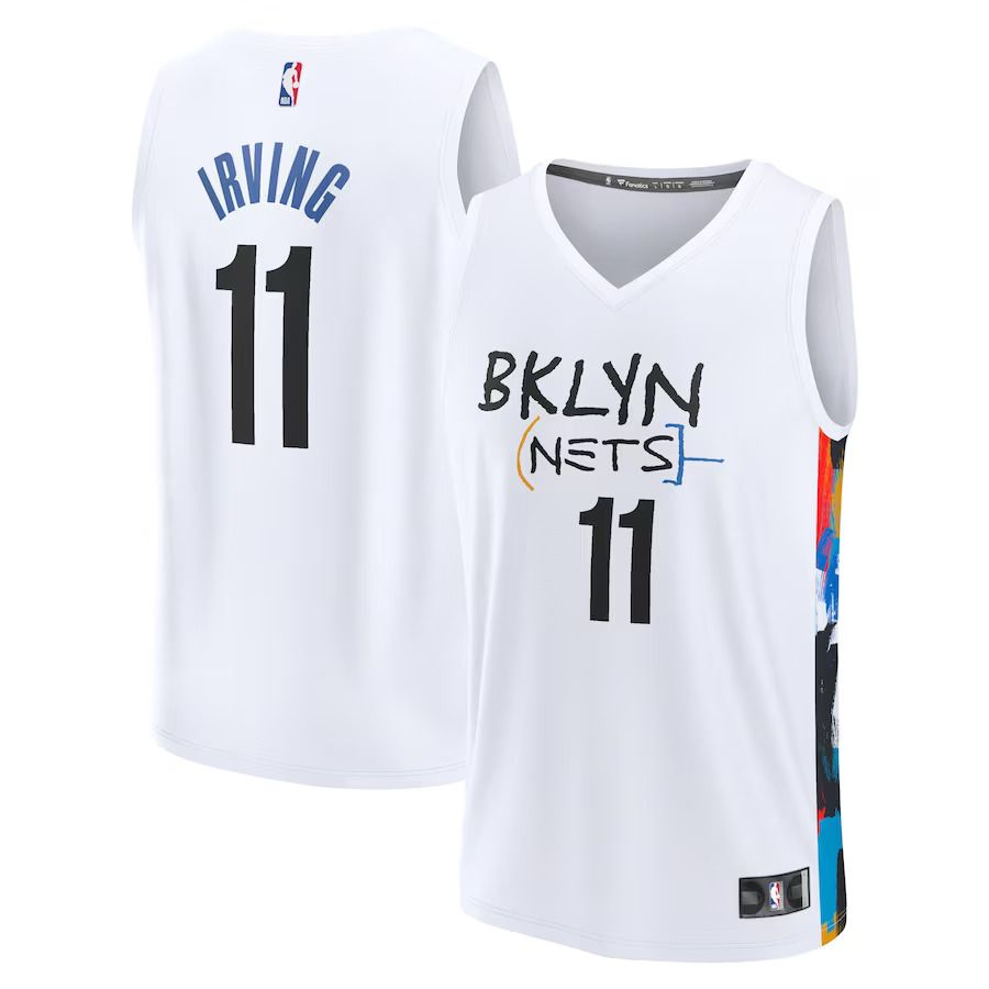 Men Brooklyn Nets 11 Kyrie Irving Fanatics Branded White City Edition 2022-23 Fastbreak NBA Jersey